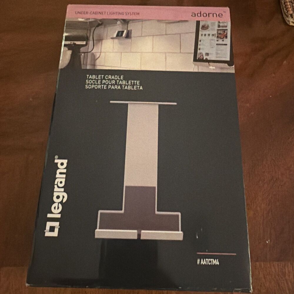 New Legrand Adorne AATCTM4 Under-Cabinet Tablet Cradle Dock Titanium Track